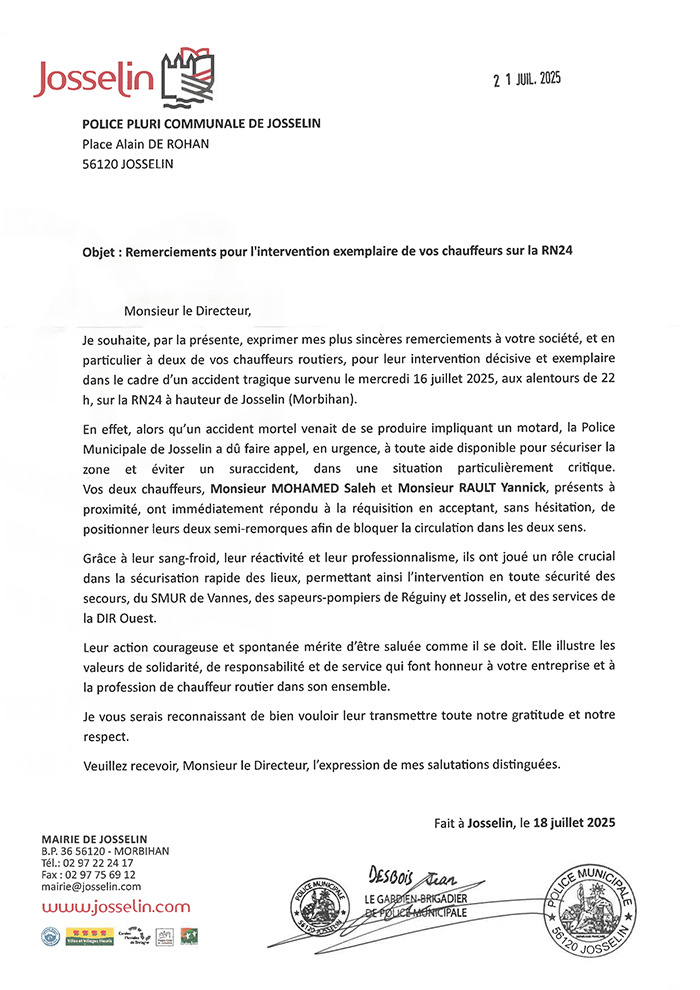 Intervention exemplaire sur la RN24